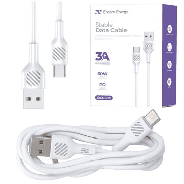 Novi USB-A USB-C kabel QC PD 3A 60W kabel za punjenje i prijenos podataka 100 cm bijeli EE157-C