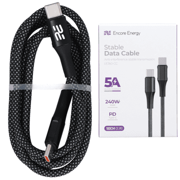 Novi USB-C x2 5A kabel QC PD 240W punjenje i prijenos podataka 100 cm pleteni sivi EE160-CC