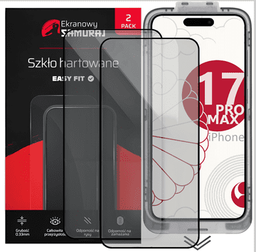 Novo zaštitno staklo Screen Samurai za Apple iPhone 17 Pro Max s okvirom Easy Fit | Pakiranje od 2 komada