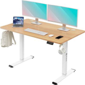 Novi WorkBase 1206 stol s električnim podešavanjem visine i ručkama 120x60 cm, svijetli hrast