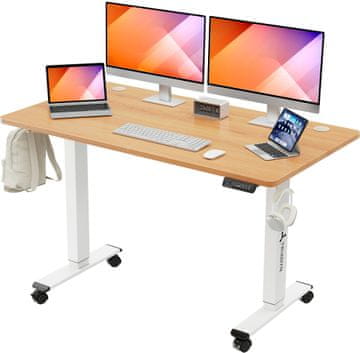 Novi WorkBase 1407 stol s električnim podešavanjem visine i ručkama 140x70 cm, svijetli hrast