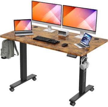 Novi WorkBase 1407 stol s električnim podešavanjem visine i ručkama 140x70 cm, rustikalni hrast