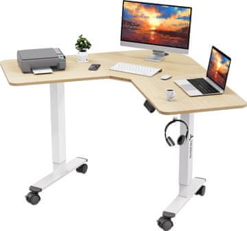 Novi WorkBase 1206L kutni stol s električnim podešavanjem visine, ručka 120x120 cm, svijetli hrast