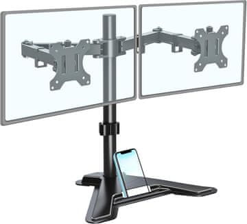 Novi DuoBase Plus stolni nosač za dva monitora ili televizora 14-32" ergonomski podesivi okretni TRD-BLK-2STP