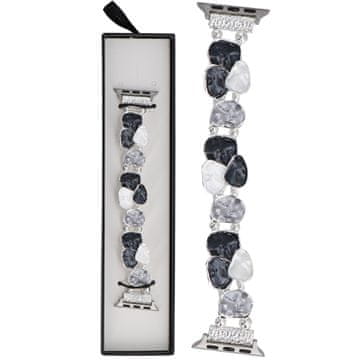 Nova Gleam Ruffle rastezljiva narukvica boje ugljena i bisera za Apple Watch 38/40/41mm crna