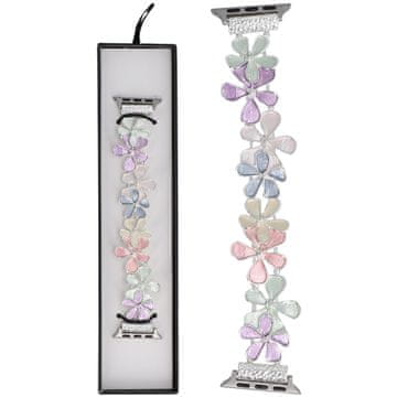 Nova Gleam Plumeria rastezljiva narukvica Ice Candy za Apple Watch 38/40/41mm srebrno-pastelna