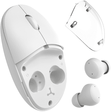 Novi FLORENCE 2-u-1 bežični miš s ugrađenim Bluetooth slušalicama, smanjenjem buke 2,4 GHz 1600 DPI, bijeli