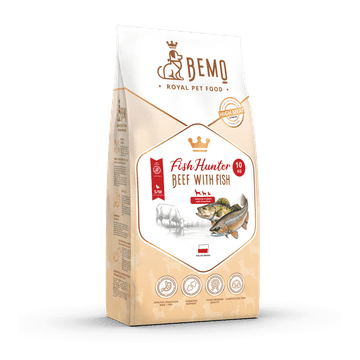 BE Fish Hunter - suha hrana za odrasle pse s govedinom i ribom za srednje i velike pse (M/L) 15 kg