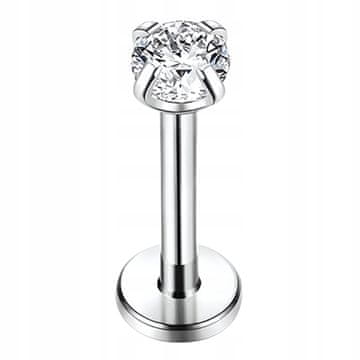 Labret naušnica Ch. 316L Čelik Srebro 1,2 mm x 8 mm Kuglica 3 mm Piercing