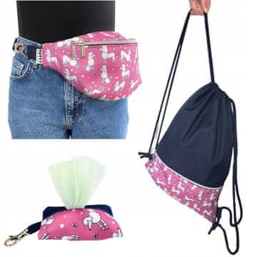 Dolly Dotty Set: ruksak, ženska torba, torba za struk, ruksak, dozator za kakicu