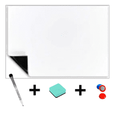 D&R BIJELI magnet za hladnjak A3 formata - suho brisanje + marker + spužva + magneti