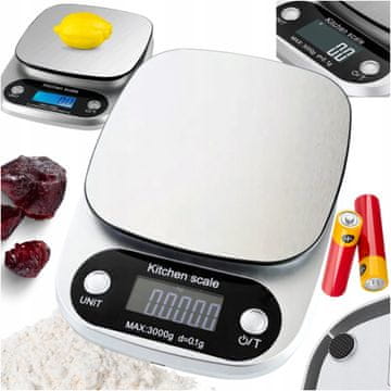 MON Precizna kuhinjska vaga 3000 g i 0,1 g LCD zaslon za nakit Baterije