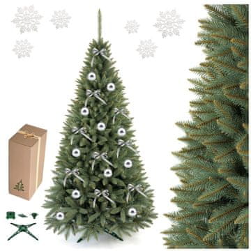 Božićno drvce, prekrasna, gusta srebrna smreka s češerima, 250 cm