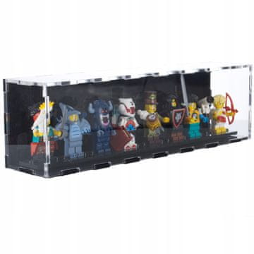 Vitrina s crnom pozadinom za 8 LEGO figura, štiti od prašine i UV zračenja