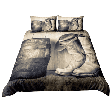 Nikcorp Komplet Posteljine Homemissing Divlji Zapad, 220x230 cm King Size, 2 Jastučnice 50x75 cm, Siva, 100% Mikrofibra, Patentni Zatvarač, Prozračan, Mekan, Brzo Se Suši, Idealan Poklon Set za Djecu i Mlade