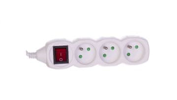 EMOS Produžni kabel s prekidačem, 3 utičnice, 5 m, H05VV-F 3G1, bijeli, P1315