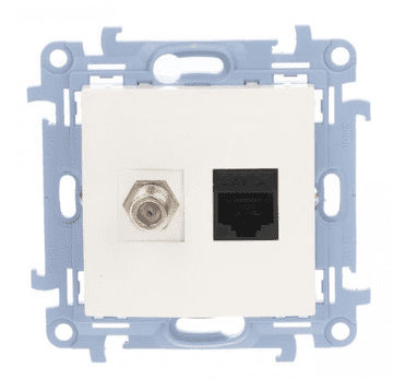 Simon 10 Antena + računalna utičnica tip F + RJ45 kat. 5e bijela CASFRJ455.01/11