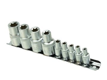 9-dijelni set Torx nasadnih ključeva E4-16, 1/4 i 1/2" na geko traci (20)