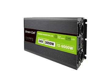 Green Green Cell PowerInverter LCD pretvarač napona 24V 3000W/60000W čisti sinus, auto, crni