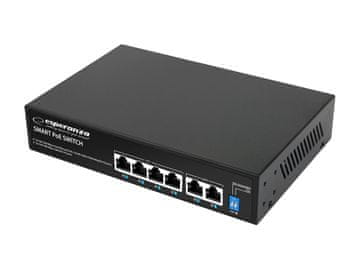 Switch Esperanza GOLIATH ENS107 mrežni prekidač, 6-portni, 10/100/1000 Mbps, 65W PoE