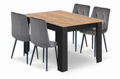 BE Set NP stola 120x80cm Craft Black + 4 libra sive stolice
