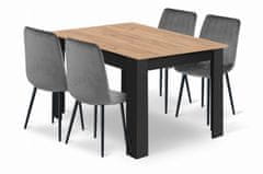 BE Set NP stola 120x80cm Craft Black + 4 sive lava stolice