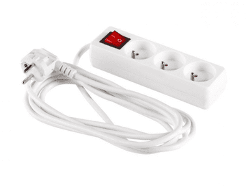 Elcan Produžni kabel s prekidačem, 3 utičnice, 1,5 m /H05VV-F 3G1/ bijeli PM-ZW-3G-15