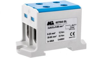 em 2-tračni spojnik za tračnice 6-95 mm2 plavi euro multiOTL 95 2xAl/Cu 607095 BL