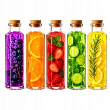 BE 5x Milano staklenih boca 350ml, karafa za sok, alkohol, ulje, vodu, pluta
