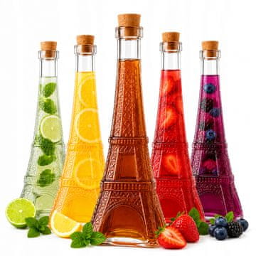 BE 5x staklenih boca Paris Tower 350ml za alkohol, likere i vino, vjenčani poklon