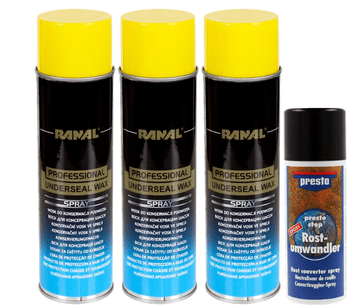 3x Sprej s voskom za održavanje podvozja 500 ml + 1x Sredstvo za uklanjanje hrđe 150 ml