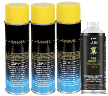 3x Sprej s voskom za održavanje podvozja 500 ml + 1x Sredstvo za uklanjanje hrđe 400 ml