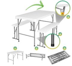 EH Stanley vrtni set za catering: stol + 2 klupe