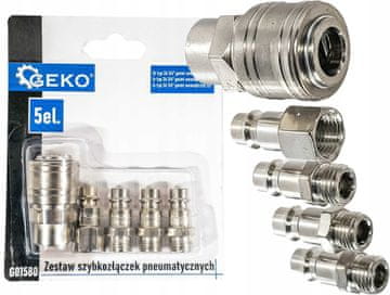 Set od 5 pneumatskih konektora za brzo odvajanje. G01580 geko