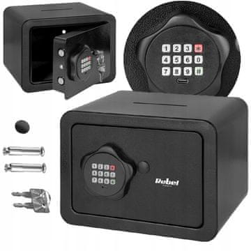 Rebel TOOLS Digitalni PIN elektronički sef za novac 230 mm crni