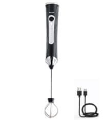 Adler 2u1 bežična pjenilica za mlijeko i tekućinu s baterijom 1200 mAh, USB, crna