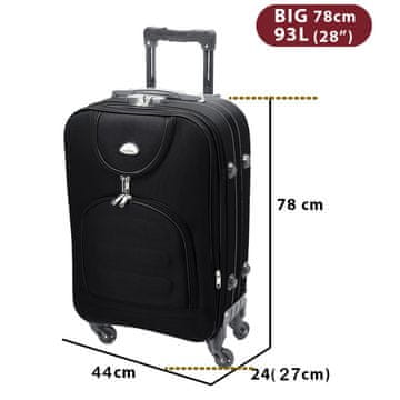 Dollcini Putni kofer od tekstila crni 78 cm