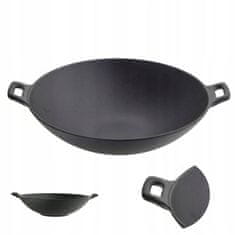 Wok tava od lijevanog željeza 36 cm, teška od lijevanog željeza