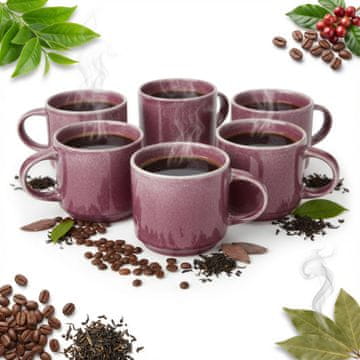Set od 6 šalica za kavu i čaj, 350 ml, ljubičasto-šljivaste keramičke boje