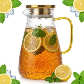 Stakleni vrč otporan na toplinu 1,3 l ZA kavu, čaj, temeljac, vodu, sok Ø10,9 cm