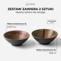 Zdjela, tanjur, duboki set za večeru, 2 komada, 1L, za ramen rezance, juhu, Ø20.7