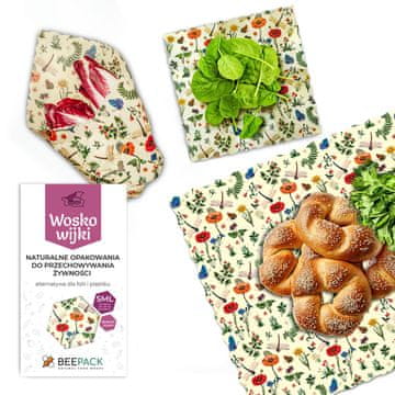 BeePack Set za obloge od voska s mirisom livade S+M+L 1 kom.