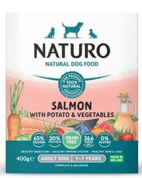 Naturo | Odrasli - Bez žitarica | 400 g Pladanj - Losos s krumpirom i povrćem 400 g