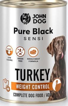 John Dog | Pure Black Sensi - Kontrola težine za odrasle | Puretina 400g