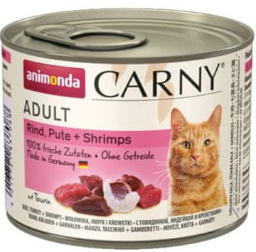 Animonda Cat | Carny Adult 200g | Mokra hrana za odrasle mačke - konzerva od 200g - Govedina, puretina i škampi 200g