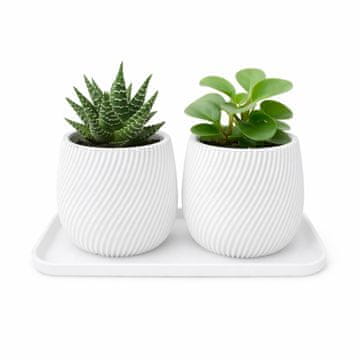 Mi Set od 2 mini saksije za cvijeće s bijelim tanjurićem