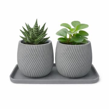 Mi Set od 2 mini saksije za cvijeće sa sivim tanjurićem