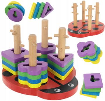 LandToys Drvena slagalica bubamara Montessori sorter
