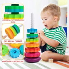 Bam Bam Uvrnuta dugina piramida, toranj Montessori, šarena spirala 41 cm