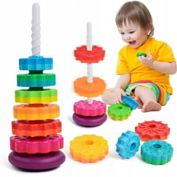 Bam Bam Uvrnuta dugina piramida, toranj Montessori, šarena spirala 41 cm